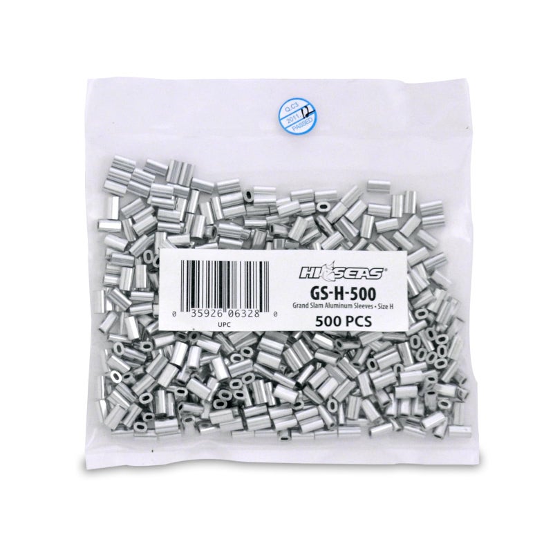 HI-SEAS Grand Slam Aluminum Sleeves, 1.2 mm ID, use with 100 lb / 45.3 kg Mono, 500 pc - Image 1